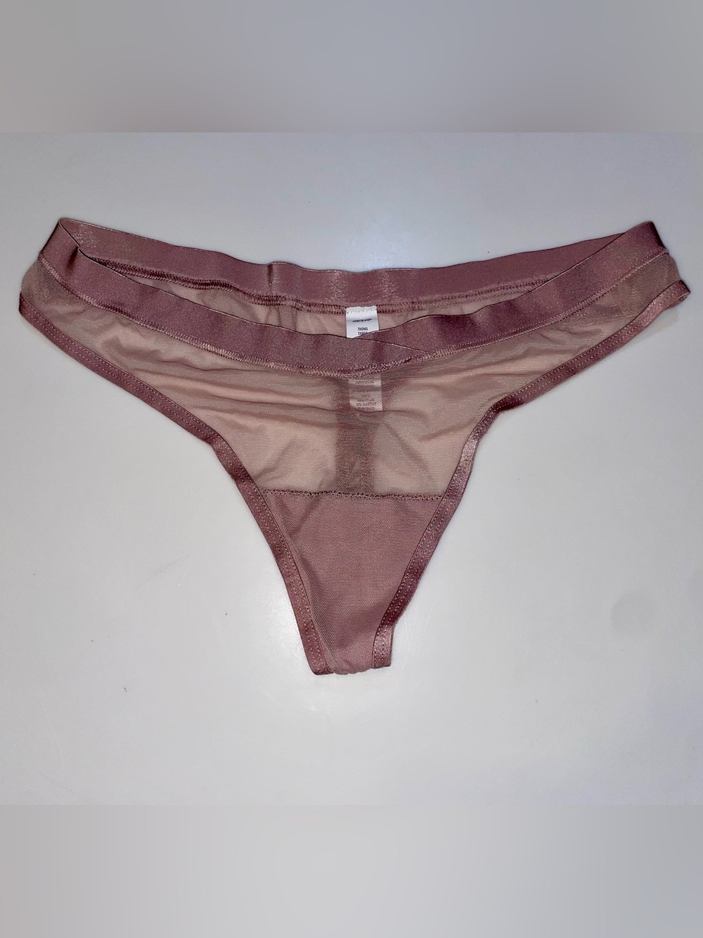 aerie Mauve Sheer Mesh Thong Panty